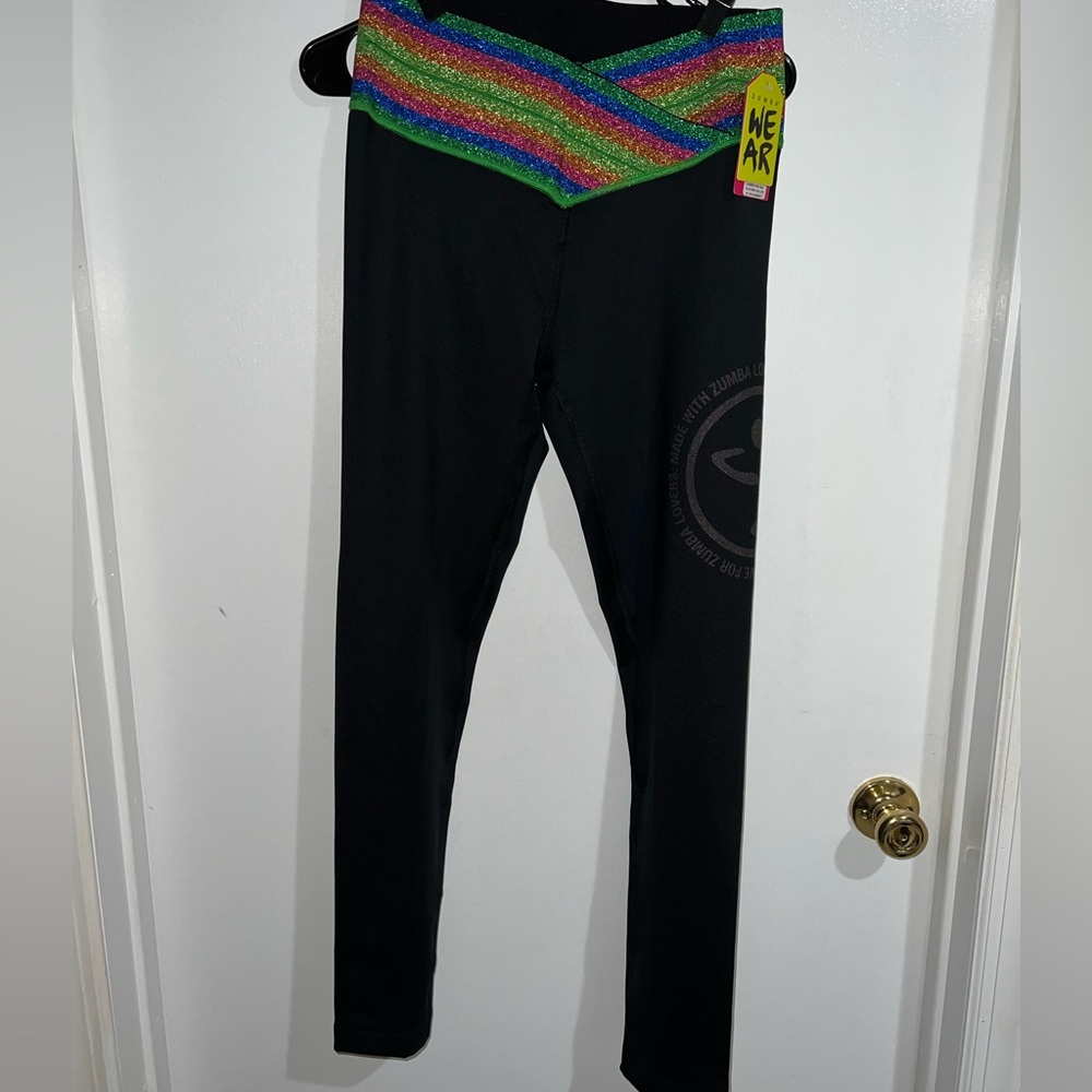 NWT - Zumba Fitness Inspire High Waist Long Leggings Bold Black-Sz L